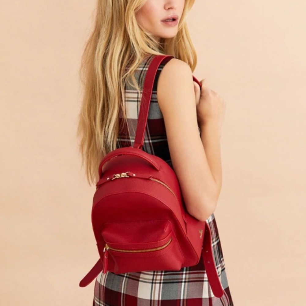 Brooks brothers red leather mini backpack